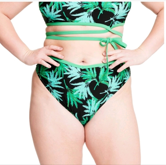 Fe Noel x Target Women's Feathered Palm Print High Leg Cheeky Bikini Bottom - Picture 5 of 16